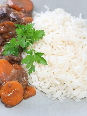 Boeuf Bourguignon accompagné de riz blanc