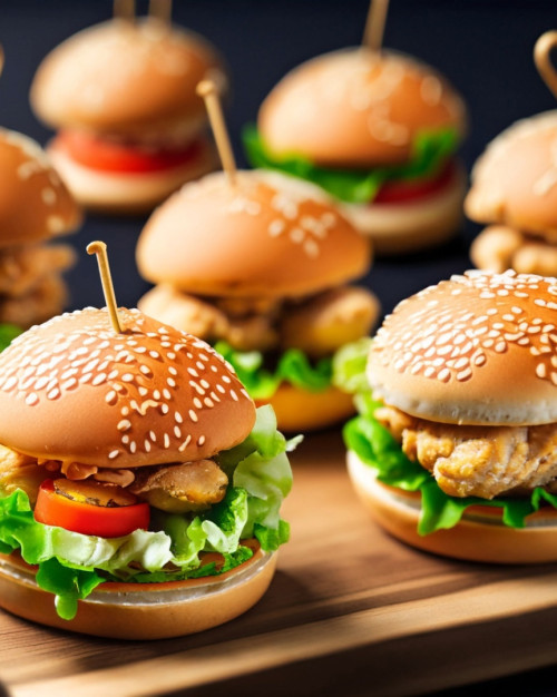 Mini chicken burger oignons moutarde au miel sauce bbq - 24 pièces