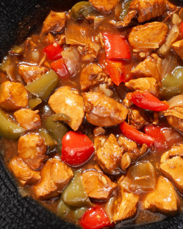 Poulet sauté caramélisé, Riz cantonnais 