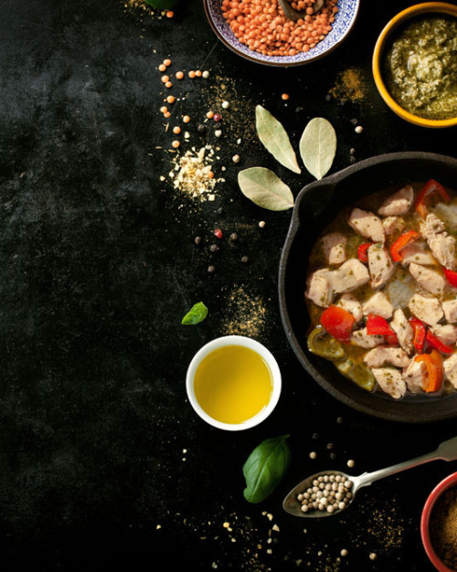 Poulet sauté basilic, Riz cantonnais 